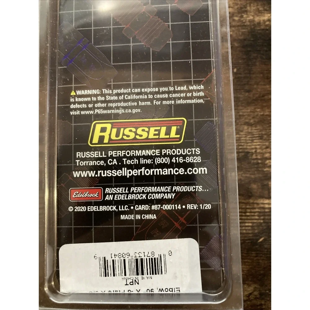 Russell 660840 Blue 90° Male Adapter AN6 6AN Flare to 3/8 NPT